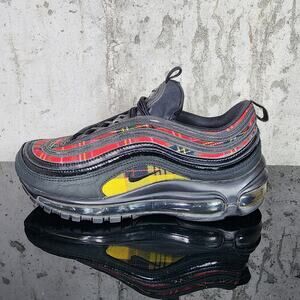 WMNS Nike Air Max 97 SE Tartan Plaid Black Red Size 7.5 Pre-Owned